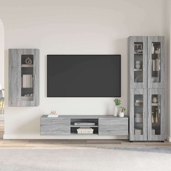 vidaXL TV Cabinet Set with Drawer FLORIN Grey Sonoma Engineered Wood