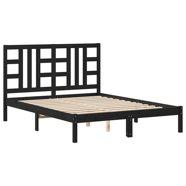 vidaXL Bed Frame without Mattress Black 140x190 cm Solid Wood