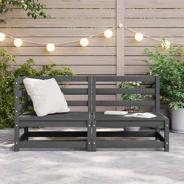 vidaXL 2 Piece Garden Lounge Set Grey Solid Pinewood