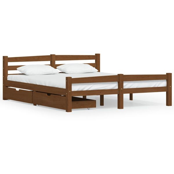 vidaXL Bed Frame without Mattress Honey Brown Solid Wood 160x200 cm (322079+321987)