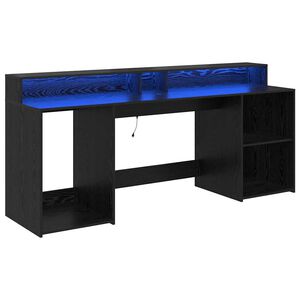vidaXL Desk with Drawer Black oak 200 x 55 x 91 cm Engineered wood