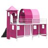 vidaXL Kids'Loft Bed Frame with Curtains, Arch, Slide, Tower
