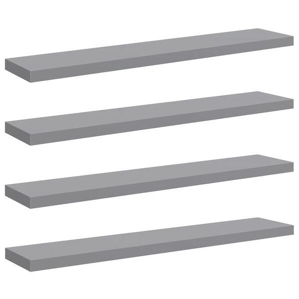vidaXL Floating Wall Shelves 4 pcs Grey 120x23.5x3.8 cm MDF