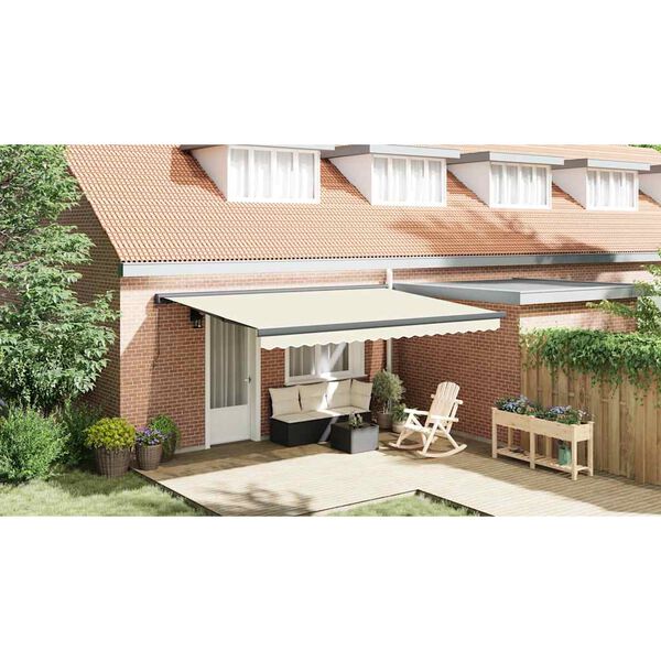 vidaXL Retractable Awning Cream 4x3 m Fabric and Aluminium