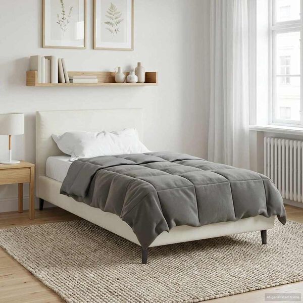 vidaXL Full Year Duvet Quilted Light Grey 135 x 220 cm Microfiber