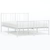 vidaXL Metal Bed Frame without Mattress with Footboard White 160x200cm