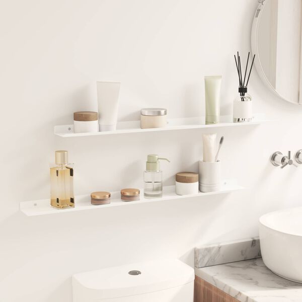 vidaXL Floating Shelf Wall-mounted 2 pcs White 80 x 9 x 2.5 cm Steel