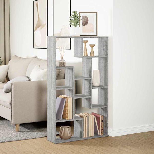 vidaXL Bookcase Grey Sonoma 72x20x120.5 cm Engineered Wood