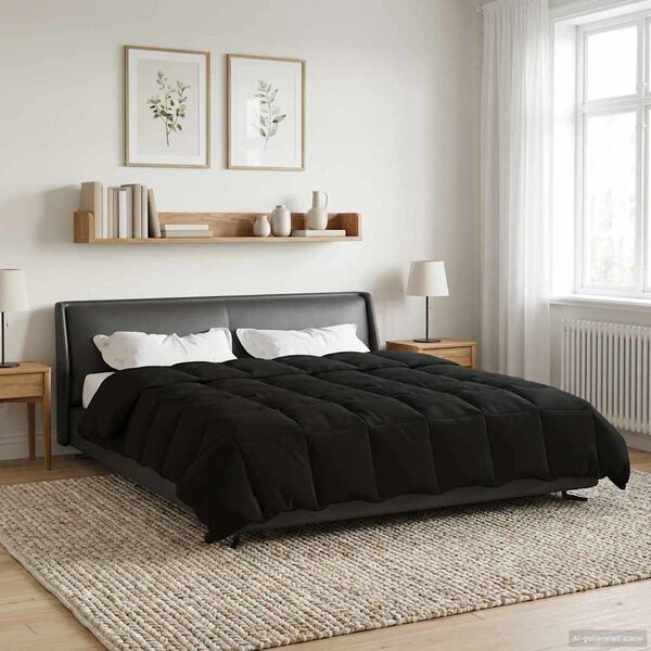 vidaXL Winter Duvet Quilted Black 220 x 240 cm Microfiber