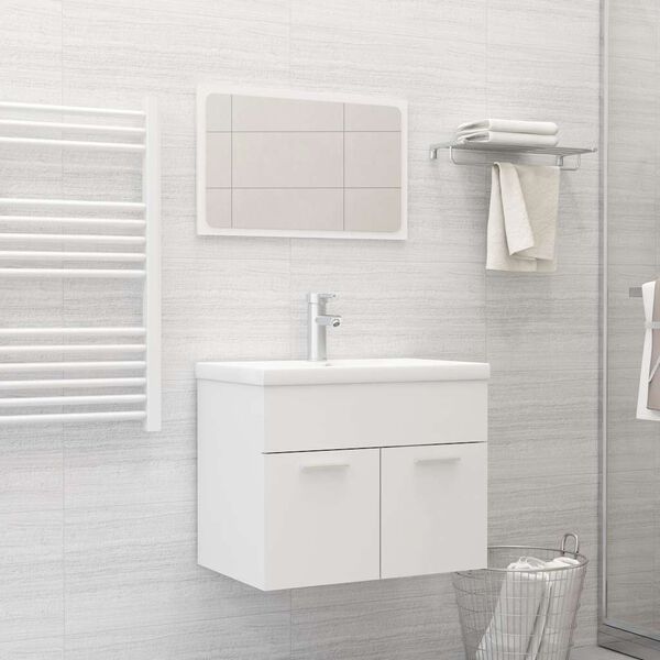 vidaXL 2 Piece Bathroom Furniture Set White Engineered Wood