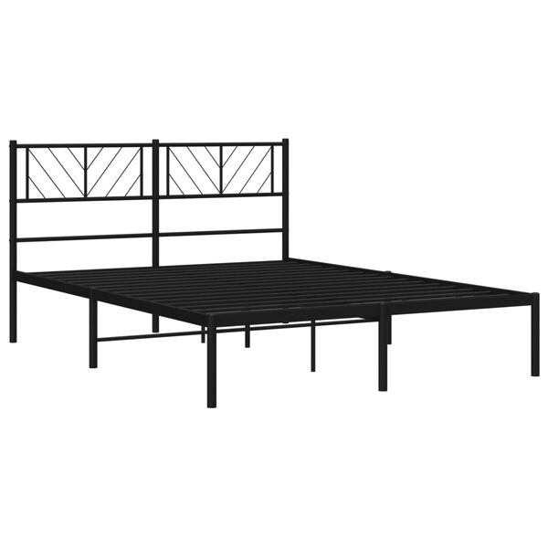 vidaXL Metal Bed Frame without Mattress with Headboard Black 120x190cm