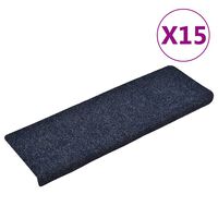 vidaXL Stair Mats 15 pcs Needle Punch 65x21x4 cm Blue