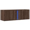 vidaXL TV Wall Cabinet with LED Lights Brown Oak 100x31x35 cm