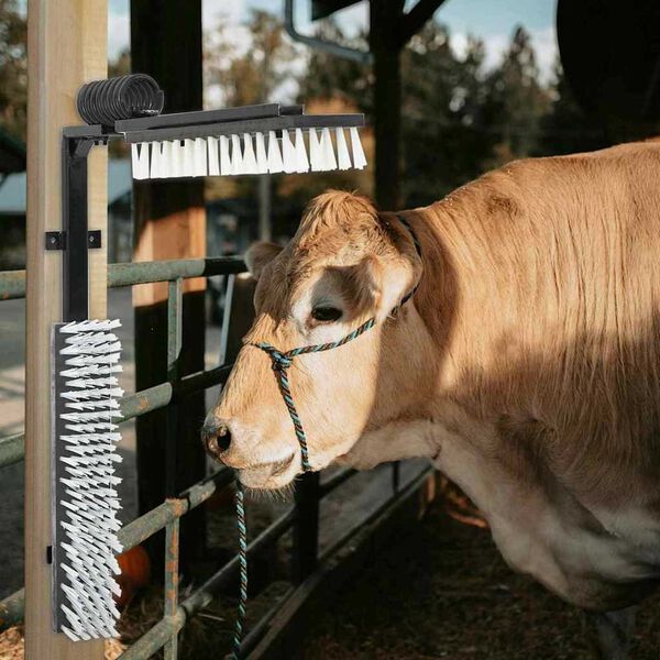 vidaXL Cattle Brushes Adjustable Black and White 84 x 10 x 91 cm PVC