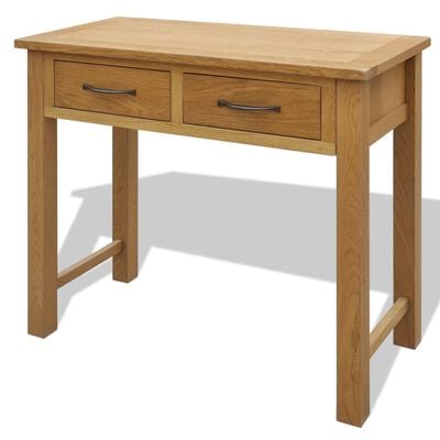 vidaXL Dressing Table with Stool Solid Oak Wood
