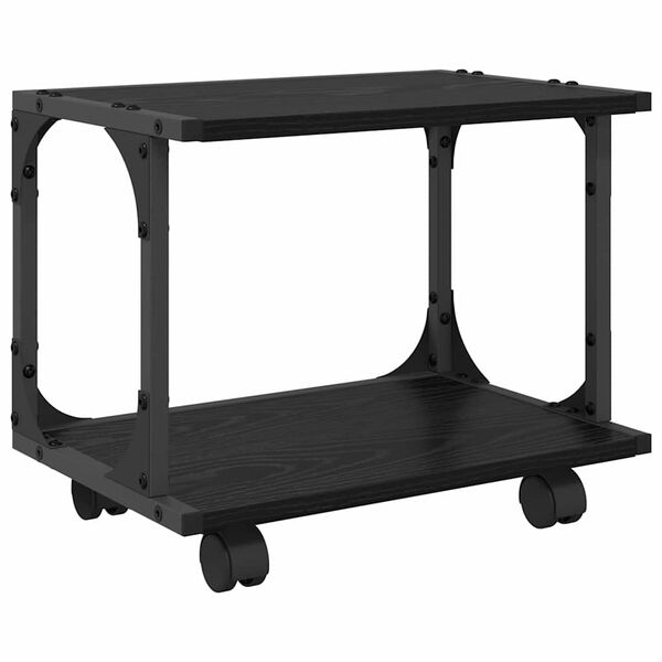 vidaXL Printer Stand Black Oak 41 x 28 x 33.5 cm Engineered Wood