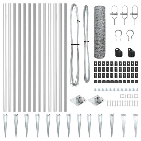 vidaXL Fence Post Silver 25 x 1 m (36 mm mesh) Steel
