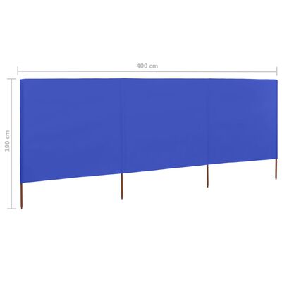 vidaXL 3-panel Wind Screen Fabric 400x160 cm Azure Blue