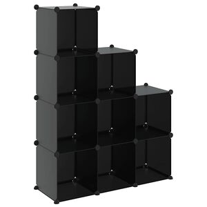 vidaXL Storage Cube Organiser with 9 Cubes Black PP