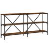 vidaXL Console Table Smoked Oak 160x30x75 cm Engineered Wood and Iron
