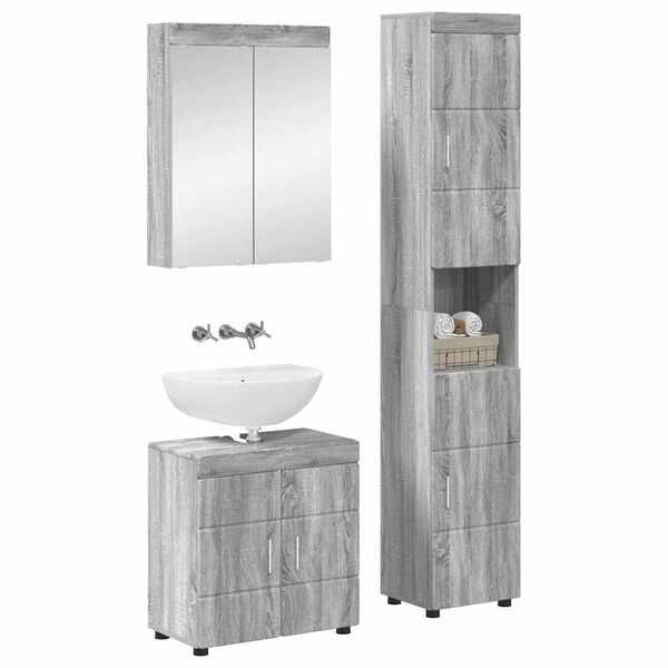 vidaXL Bathroom Furniture Set TULUM Grey Sonoma Engineered Wood