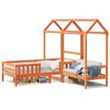 vidaXL Bed and Bench Set with Roof without Mattress Wax Brown 80x200 cm