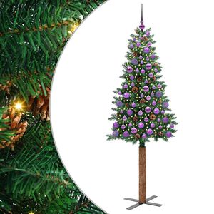 vidaXL Slim Christmas Tree Green 180 cm PVC and Solid Pine wood