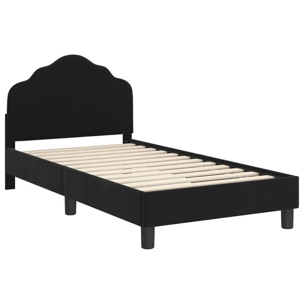 vidaXL Children's Bed Frame with Headboard Black 80 x 160 cm Velvet
