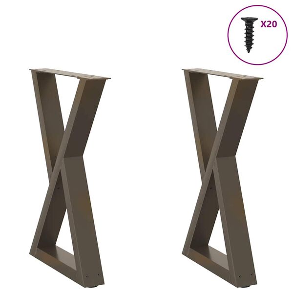 vidaXL Dining Table Legs 2 pcs Natural Steel 60x(72-73.3) cm Steel