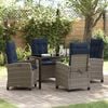vidaXL Garden Dining Set with Cushion 5 pcs Grey Poly Rattan