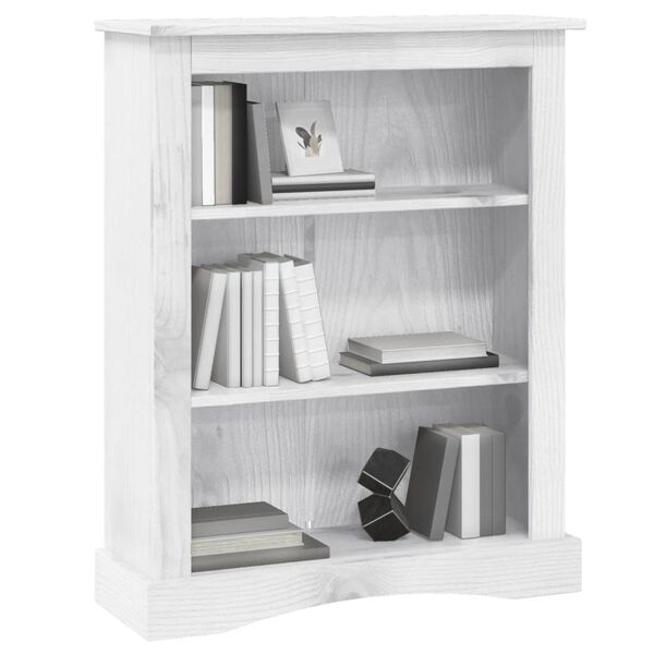 vidaXL 3-Tier Bookcase Mexican Pine Corona Range White 81x29x100 cm