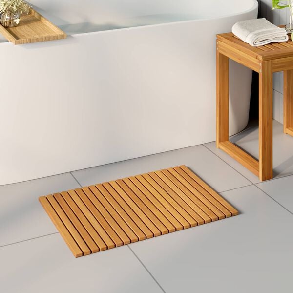 vidaXL Bath Mat Folding Brown 60 x 40 cm Solid Acacia Wood