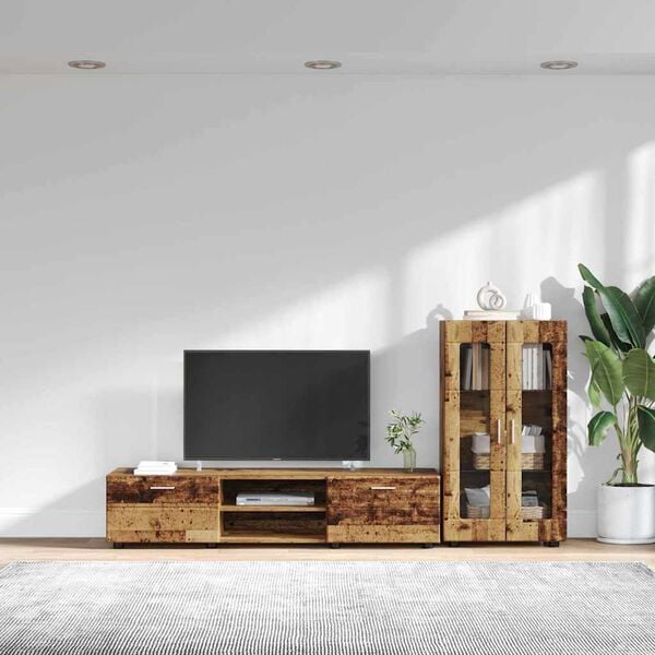 vidaXL TV Cabinet Set with Drawer with Shelf Old Wood Engineered Wood