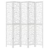 vidaXL Room Divider 5 Panels White Solid Wood Paulownia