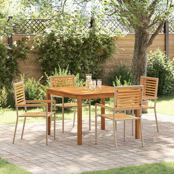 vidaXL Garden Dining Set 5 pcs Beige Poly rattan