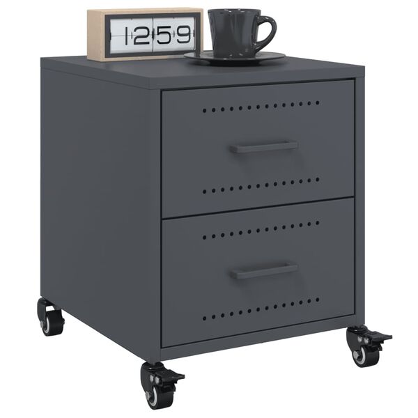 vidaXL Bedside Cabinets 2 pcs Anthracite 36x39x43.5 cm Steel