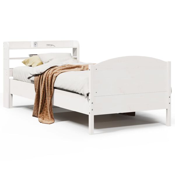 vidaXL Bed Frame without Mattress White 90x190 cm Single Solid Wood Pine
