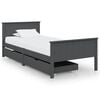vidaXL Bed Frame without Mattress Dark Grey Solid Wood Pine 100x200 cm