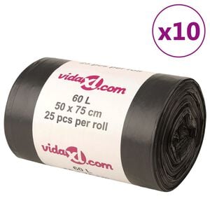 vidaXL Bin Bags 250 pcs Black 60 L
