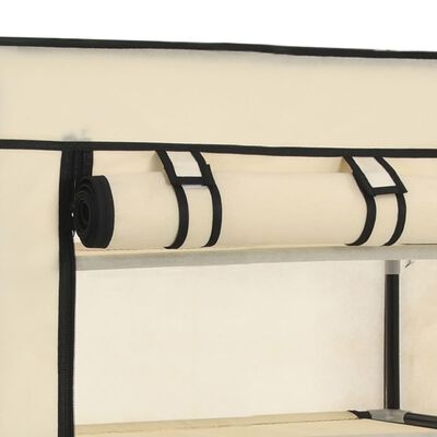 vidaXL Shoe Cabinet with Cover Cream 58x28x106 cm Fabric