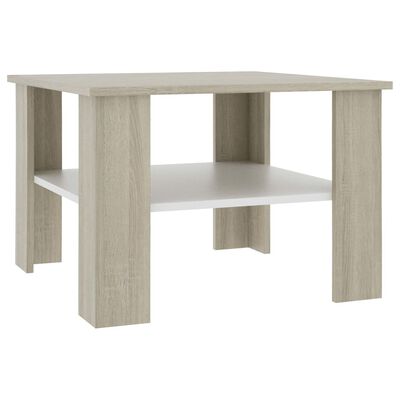 vidaXL Coffee Table White and Sonoma Oak 60x60x42 cm Engineered Wood