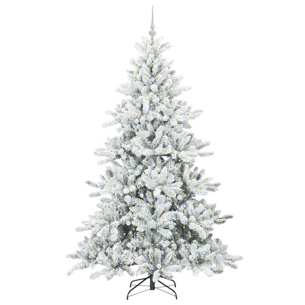vidaXL Artificial Hinged Christmas Tree White 210 cm PVC and Steel