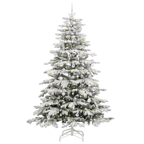 vidaXL Artificial Hinged Christmas Tree White 240 cm PE and PVC