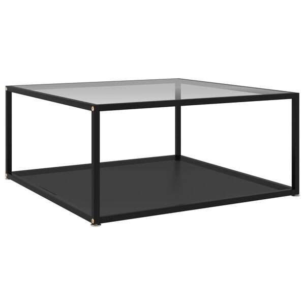 vidaXL Coffee Table Transparent and Black 80x80x35 cm Tempered Glass