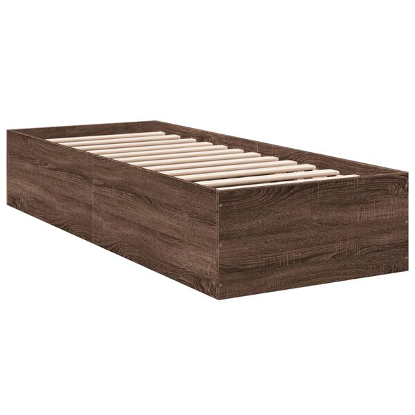 vidaXL Bed Frame without Mattress Brown Oak 75x190 cm Small Single Engineered Wood