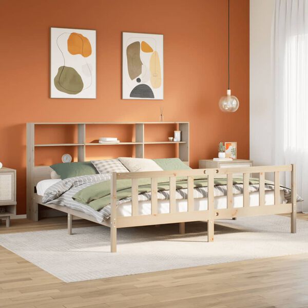vidaXL Bookcase Bed without Mattress 200x200 cm Solid Wood Pine