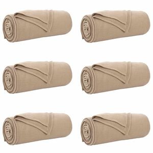 vidaXL Throw Blankets 6 pcs Camel 240 x 220 cm 4.28 kg Fleece