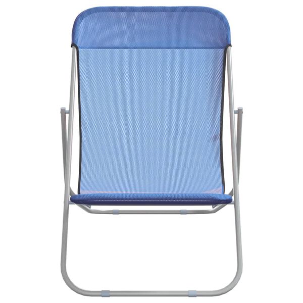 vidaXL Folding Beach Chairs 2 pcs Blue Textilene&Powder-coated Steel