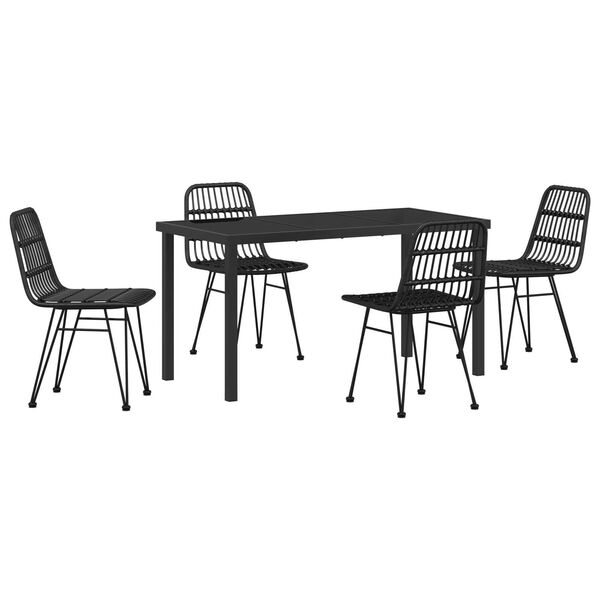 vidaXL Garden Dining Set 5 pcs Black Powder-Coated Steel