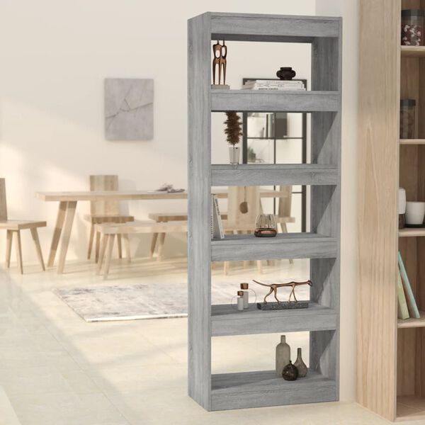 vidaXL Book Cabinet/Room Divider Grey Sonoma 60x30x166 cm Engineered Wood